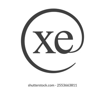 XE logo from two letter with circle shape email sign style. X and E round logotype of business company for brand identity.