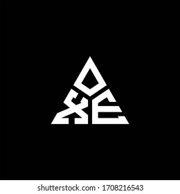XE monogram logo with 3 pieces shape isolated on triangle design template