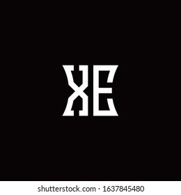 XE monogram logo with curved side style design template