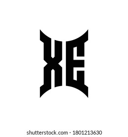 XE monogram logo with curved side design template