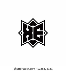 XE monogram logo with square rotate style outline design template