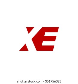 XE negative space letter logo red
