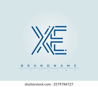 XE Technology Letter Logo Template. This tech letter logo is a graphic mark that uses letters to represent a technology company.