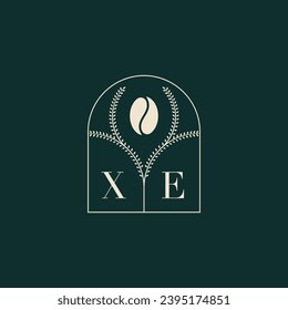 XE Unique and simple logo design combination of letters and coffee bean