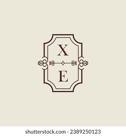 XE Vintage Hochzeitslogo in hochwertigem professionellem Design, das gut in allen Printmedien drucken kann
