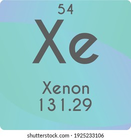 Xe Xenon Noble gas Chemical Element vector illustration diagram, with atomic number and mass. Simple gradient flat design For education, lab, science class.
