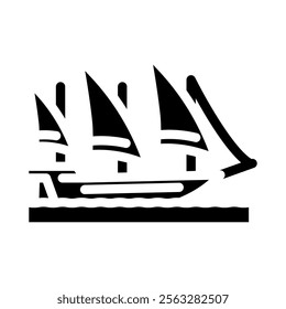 xebec ancient ship glyph icon vector. xebec ancient ship sign. isolated symbol illustration
