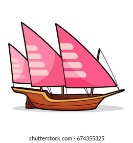 Xebec boat vector cartoon.