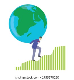 xecutive man and globe, vector illustration
