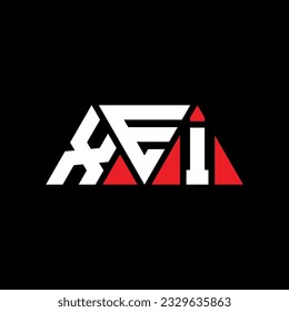 XEI triangle letter logo design with triangle shape. XEI triangle logo design monogram. XEI triangle vector logo template with red color. XEI triangular logo Simple, Elegant, and Luxurious design.