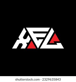 XEL triangle letter logo design with triangle shape. XEL triangle logo design monogram. XEL triangle vector logo template with red color. XEL triangular logo Simple, Elegant, and Luxurious design.