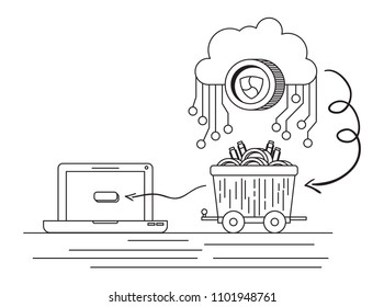 xem with cloud and mining truck