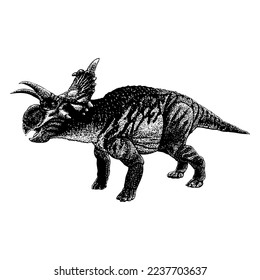 Xenoceratops hand drawing vector isolated on white background.