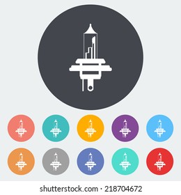 Xenon car lamp. Single flat icon on the circle. Vector illustration.