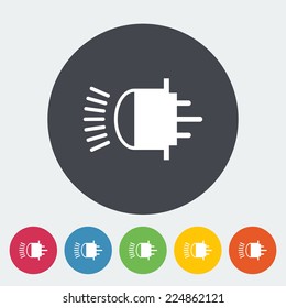 Xenon car lamp. Single flat icon on the circle. Vector illustration.