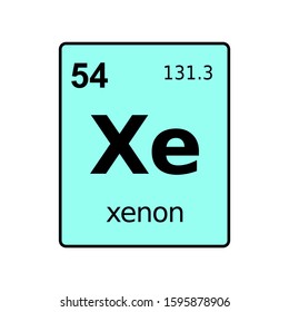 Xenon chemical element of periodic table. Sign with atomic number.