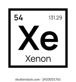 Xenon chemical element of the periodic table. Vector isolated symbol Xe