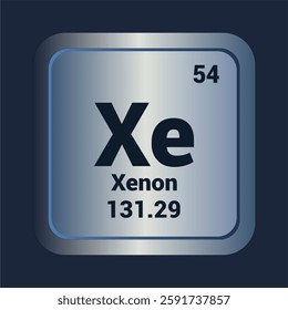 Xenon Xe icon. Number Fivety Four. Mass 1131.29 detail. Vector Background.