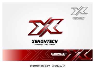Xenontech Technology Development Vector Logo Illustration. Letter X logo icon design template element, Modern styled for a technology company.