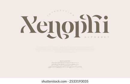 Xenophi tipografia beleza moda elegante minimalista serif italic fontes decorativo casamento vintage retro logos. Logotipo de fonte de luxo mínimo alfabeto. Ilustração vetorial