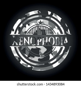 Xenophobia on grey camo texture