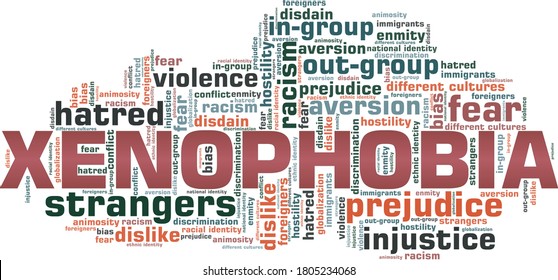 Xenophobia Vector Illustration Word Cloud Isolated On A White Background.