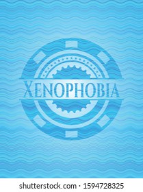 Xenophobia water representation badge background. Vector Illustration. Detailed.