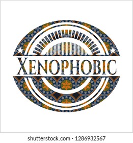 Xenophobic arabesque emblem background. arabic decoration.