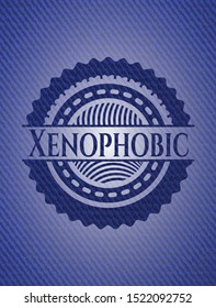 Xenophobic with denim texture. Vector Illustration. Detailed.
