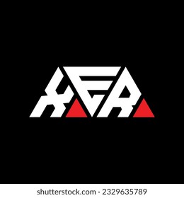XER triangle letter logo design with triangle shape. XER triangle logo design monogram. XER triangle vector logo template with red color. XER triangular logo Simple, Elegant, and Luxurious design.