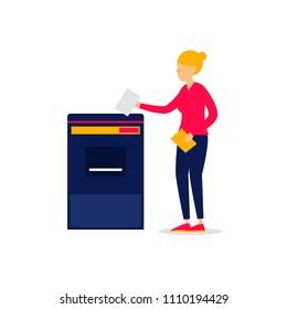 Xerox woman. Flat style vector illustration