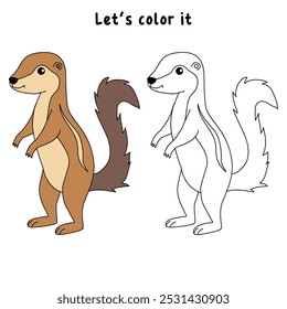 Xerus coloring pages for kids. Trace and color Xerus. Xerus animal flashcard for kids vector illustration. Letters X is for Xerus. Kindergarten and preschool worksheets printable for kids.