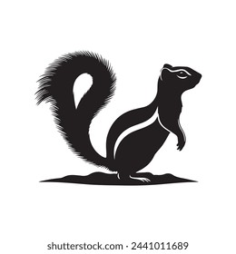 Xerus Silhouette - African Ground Squirrel Icon on White Background