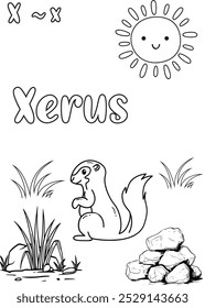 Xerus Squirrel in its Natural Habitat: Coloring Page