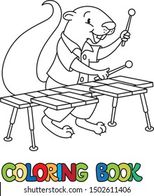 Xerus xylophonist ABC coloring book. Alphabet X