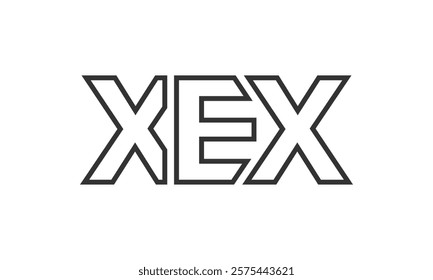 XEX logo design template with strong and modern bold text. Initial based vector logotype featuring simple and minimal typography. Trendy company identity ideal for businesses brand presence.