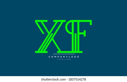 Diseño del logotipo del alfabeto de texto de letras monográficas abstractas XF