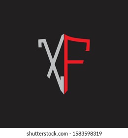 XF Abstract logo monogram with shield elements isolated on black background