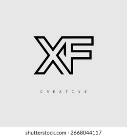 XF Creative Letter Logo – Minimal Line Monogram in Black Outline for Modern Branding Identity Design.