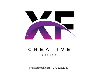 Diseño de logotipo de letra creativa y moderna de XF con concepto de logotipo Abstractas posterior de onda púrpura creativa.