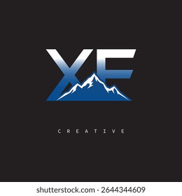 XF Creative Mountain Logo Bold Gradient Letter mark Branding Design for Business Outdoor Brands