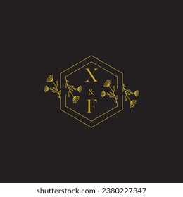 XF elegant wedding initial logo in high quality professional design that will print well across any print media