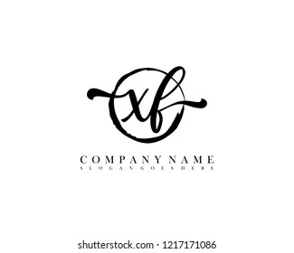 XF initial handwriting logo circle template vector