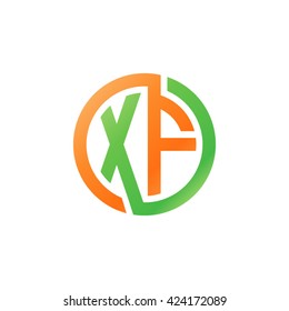 XF initial letters looping linked circle logo orange green