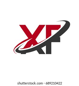 XF initial logo company name colored red and black swoosh design, isolated on white background. vector logo for business and company identity