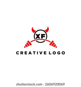 XF initial monogram for fitnes or gym logo with devil style design