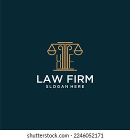 XF initial monogram logo for lawfirm with scale vector design