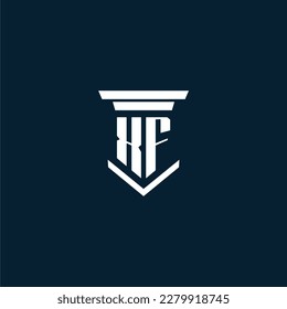 Leyenda del logotipo inicial del monograma XF con diseño de hitos