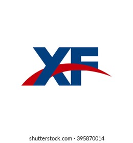 XF initial overlapping swoosh letter logo blue red