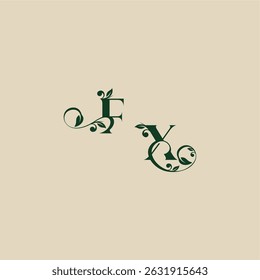 XF letter concept of elegant beautifull wedding organic logo with monogram and leaf